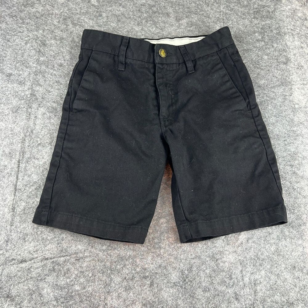 Volcom Youth Frickin Modern Straight Chino Shorts Black Size 10Y 25